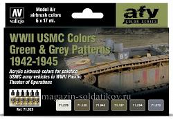 71623 Набор Model Air "WWII USMC COLORS GREEN&GREY PATTERNS" (6цв.) Vallejo
