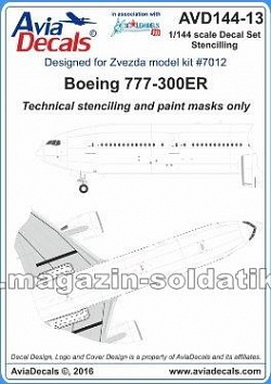 Декаль Боинг 777-300 технические надписи, 1:144 Avia Decals