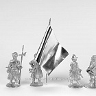 Сборные фигуры из металла Солдатский полк, командная группа. Россия XVII в. (4 фигуры) 28 мм, Figures from Leon
