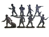 Солдатики из пластика Банда Атамана Зелёного (8 шт, антрацит) 54 мм, Воины и битвы - фото