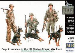 Сборные фигуры из пластика MB 35155 Собаки на службе морской пехоты США, 2МВ (1/35) Master Box