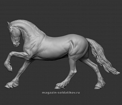 Сборная миниатюра из смолы Лошадь №10 Фризская порода 54 мм, Chronos miniatures