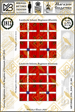 Знамена бумажные, 1:72, Дания (1807-1815), Пехотные полки