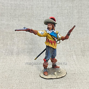 Миниатюра из олова Мушкетер с 2-мя пистолетами, Тридцатилетняя война, 54 мм - фото