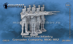 Сборная миниатюра из смолы Французская линейная пехота: гренадерская рота в шапках 28 мм, Аванпост