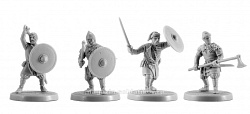 Сборная миниатюра из смолы Русь, набор №4, 4 фигуры, 28 мм, V&V miniatures