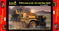 Солдатики из пластика Немецкий Sd. Kfz.10/4 с 20-мм орудием Flak 30 (1/72) Caesar Miniatures