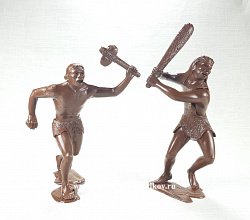 Сборные фигуры из пластика Пещерные люди, набор из 2-х фигур №1 (коричневые, 150 мм) АРК моделс