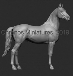 Сборная миниатюра из смолы Лошадь №13 - Буденновская порода, 54 мм, Chronos miniatures (CHM-54193) (CHM-54193)