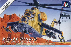 Сборная модель из пластика ИТ Вертолет Mil-24 «Hind» D/E (1/72) Italeri (0014) (0014)