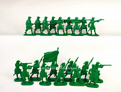 Игровой состав набора: Пехота армии Петра I (8+12 шт, зеленый) 52 мм, Солдатики ЛАД
