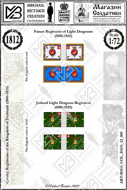 Знамена бумажные, 1/72, Дания (1806-1815), Кавалерийские полки