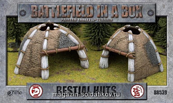 Сборная модель из пластика Bestial Huts - New Huts for 25-35mm Flames of war