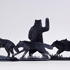 Солдатики из пластика Животные (6+1 шт, черный цвет), Воины и битвы