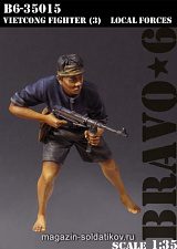 Сборная миниатюра из смолы Vietkong Fighter (3), Local Forces, (1/35), Bravo 6 - фото