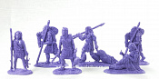Материал - двухкомпонентный пластик Неандертальцы, выпуск №2, 54 мм (6 шт, фиолетовый цвет, б/к), Воины и битвы - фото