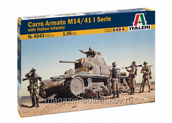 Сборная модель из пластика ИТ Танк Carro Armato M14/41 1 серия с итальянской пехотой (1/35) Italeri (6543) (6543)