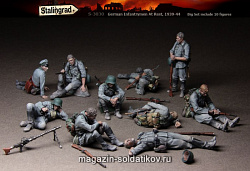 Сборная миниатюра из смолы Немецкие пехотинцы на привале 10 фигурок, 1/35, Stalingrad
