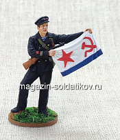 Старшина 1-й статьи с флагом ВМФ, 1941-43 гг. СССР, 54 мм - фото