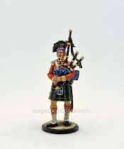 Миниатюра из олова Волынщик 92-го шотландского полка, Великобритания, 54 мм, Студия Большой полк - фото