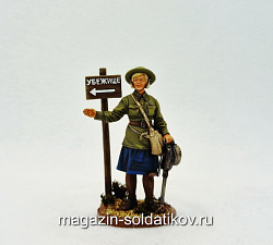Девушка - инструктор МПВО с ручной сиреной 1941-44 гг., 54 мм, Студия Большой полк