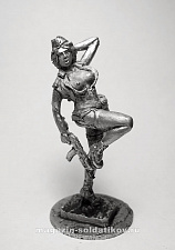 Миниатюра из олова 171 РТ Девушка с АКС, 54 мм, Ратник - фото