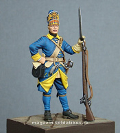 Сборная миниатюра из металла Шведский гренадер полка Меллина, 1700-05 гг., 54 мм, Chronos miniatures - фото