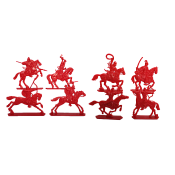 Солдатики из пластика Конные половцы, Полный комплект (8 шт, красный), Воины и битвы - фото