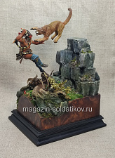 Миниатюра из смолы Схватка с пумой (две фигуры), 75 мм - фото