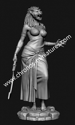 Сборная миниатюра из смолы Миры Фэнтези: Египетская богиня Сехмет, 120 мм Chronos miniatures