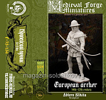 Сборная миниатюра из смолы Европейский лучник XIV-XV вв. 75 mm (1:24) Medieval Forge Miniatures - фото