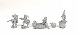 Фигурки из смолы Пираты №3, набор с лодкой, 50 мм, Баталия миниатюра