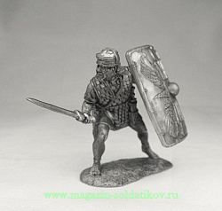 Миниатюра из металла Тяжеловооруженный пехотинец, Х Сокрушительный легион. I-II в н.э., 54 мм, Солдатики Публия