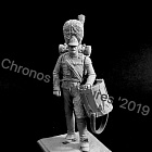 Сборная миниатюра из смолы Барабанщик гренадер, Вюртемберг 1812 гг. 54 мм, Chronos miniatures