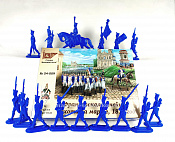 Солдатики из пластика 54-009 Французская пехота на марше, 1812 год (синий), 1812 год Студия Большой полк - фото