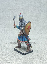 Миниатюра из олова Княжеский дружинник. Русь, XIII век, 54 мм, Студия Большой полк - фото