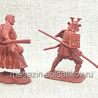 Солдатики из мягкого резиноподобного пластика Древнеяпонские воины (4 шт, цвет красный) 1:32, Солдатики Публия (RCRAFT004) (RCRAFT004)