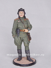 Миниатюра в росписи Гвардии майор, командир танкового батальона, 1945 год. СССР, 1:32, Сибирский партизан - фото