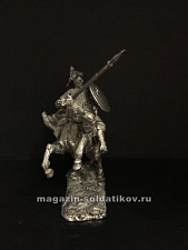 4057 Конный монгол с копьем и щитом (олово). Куликовская битва 1380 г. (54мм), Три богатыря