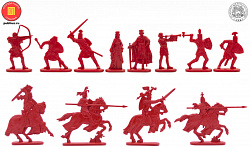 Солдатики из пластика Рыцарский турнир, набор в коробке (12 шт, вишневый) 52 мм, Солдатики ЛАД