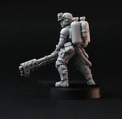 Female Guard with special weapon - flamethrower, 28mm, Brother Vinni (fb-13) (fb-13 )