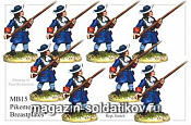Фигурки из металла MB 15 Пикинёры в нагрудниках (28 мм) Foundry - фото