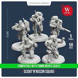 Сборные фигуры из смолы Scout`n`Recon Squad, 28 мм, Артель авторской миниатюры «W»