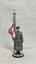 Миниатюра из олова Подпрапорщик с полковым знаменем, Российская империя, 54 мм, Студия Большой полк - фото