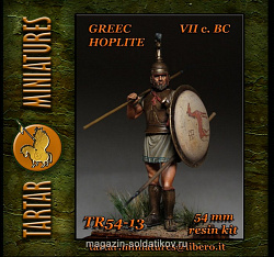 Сборная миниатюра из смолы Greek Hoplite , VII c. BC 54mm Tartar Miniatures