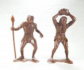 80012 Пещерные люди, набор из 2-х фигур №3 (коричневые, 150 мм) АРК моделс