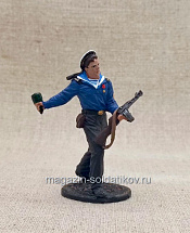 Краснофлотец с автоматом ППШ и гранатой РПГ- 40, 1943-45 гг. СССР , 54 мм - фото