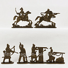 Солдатики из пластика Орбулак, 1643 год. Казахи, часть 1 (6 шт, темная бронза), 52 мм, Солдатики ЛАД