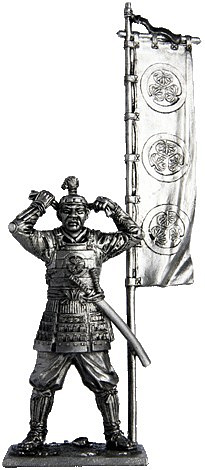 Миниатюра из металла 226. Асигару с флагом, 1600 г. EK Castings