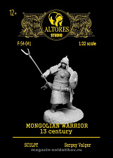 Сборная миниатюра из смолы Монгольский воин 54 мм Altores Studio - фото